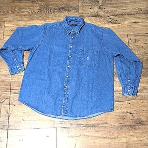 Nautica Blue Casual Button Down Shirt with Long Sleeves